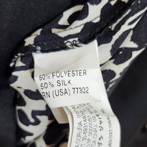 Zara Women's Short Sleeve Flowy Silk Summer Short Dress ~ Black and White ~ Sz L - Picture 5 of 7